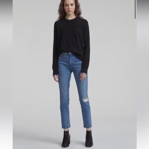 NEW • Rag & Bone • High Rise Ankle Skinny Jeans Pamela Distressed 25 Blue Frayed